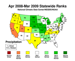 April 2008-March 2009 statewide precipitation ranks