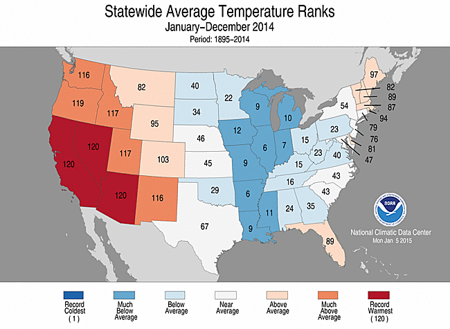 State temperature rankings