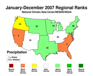 Statewide precipitation rank map