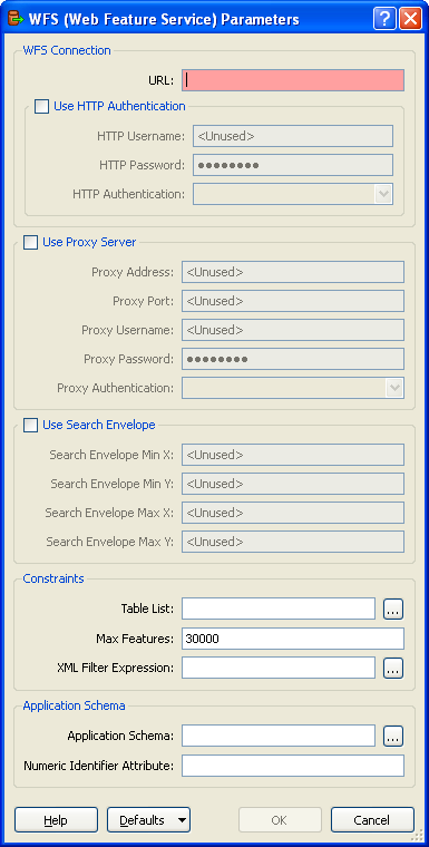 WFS (Web Feature Service) Parameters