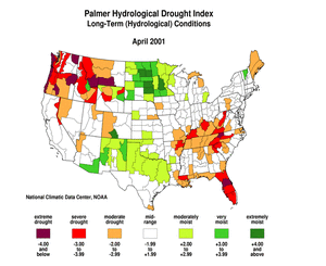  graphic showing U.S. Animated Palmer Hydrological Drought Index maps