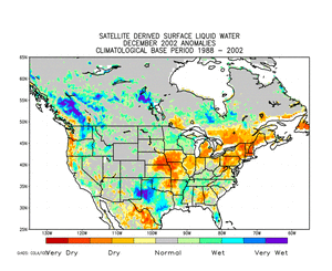 satellite-based North America surface wetness anomalies