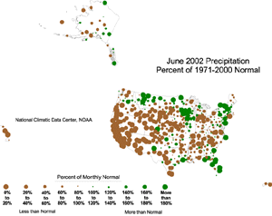 Click here for map showing Percent of Normal Precipitation for June 2002