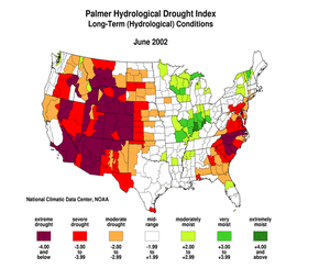 Click here for map showing the Palmer Hydrological Drought Index
