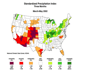 Click here for map showing Standardized Precipitation Index, March-May 2002