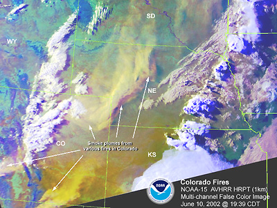 Click here for graphic showing satellite picture of Colorado wildfires