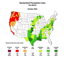 1-month Standardized Precipitation Index, Oct 2002
