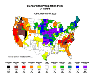 24-month Standardized Precipitation Index, March 2009