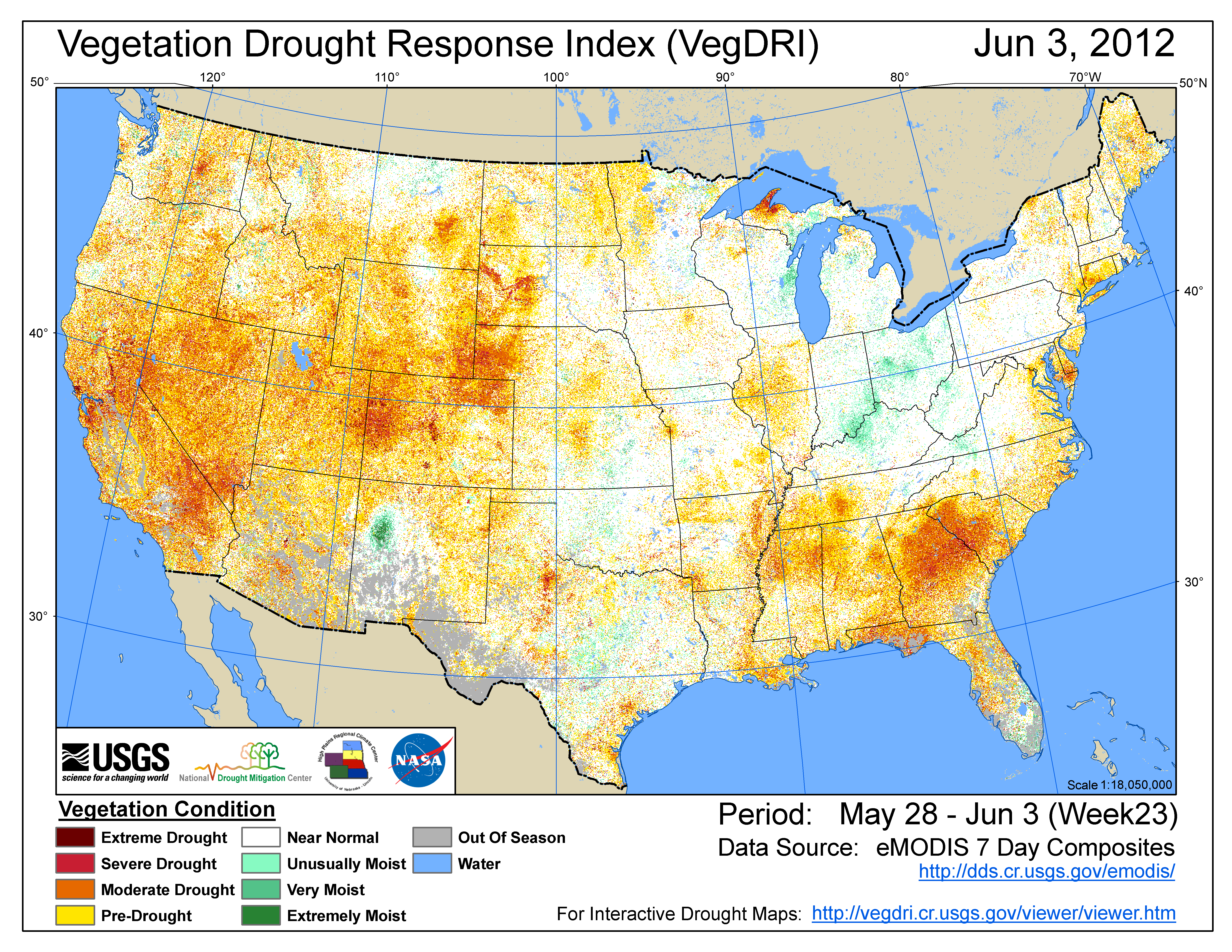 Map showing VegDRI (Vegetation Drought Response Index)