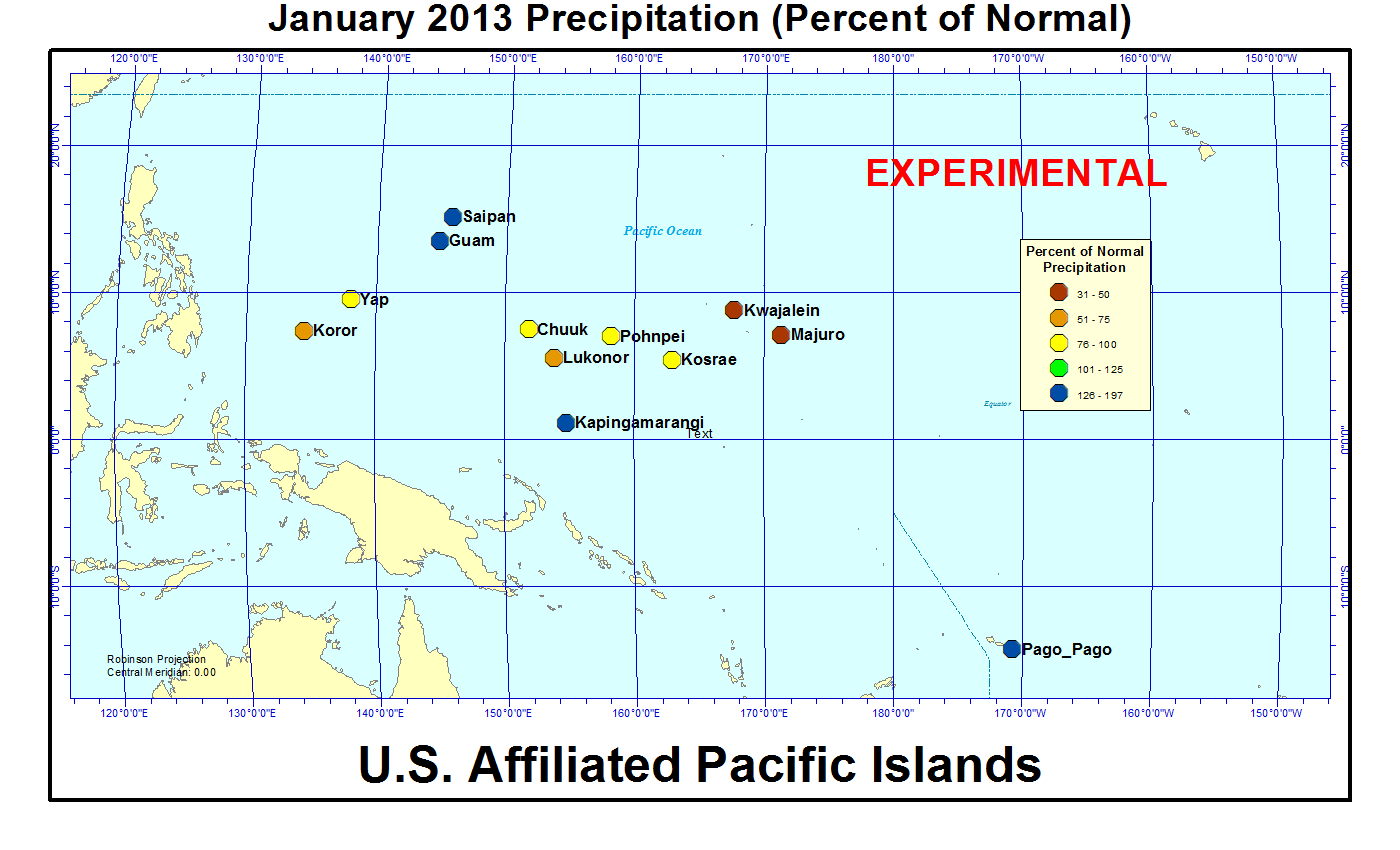 Percent of normal precipitation for current month for U.S. Affiliated Pacific Islant stations