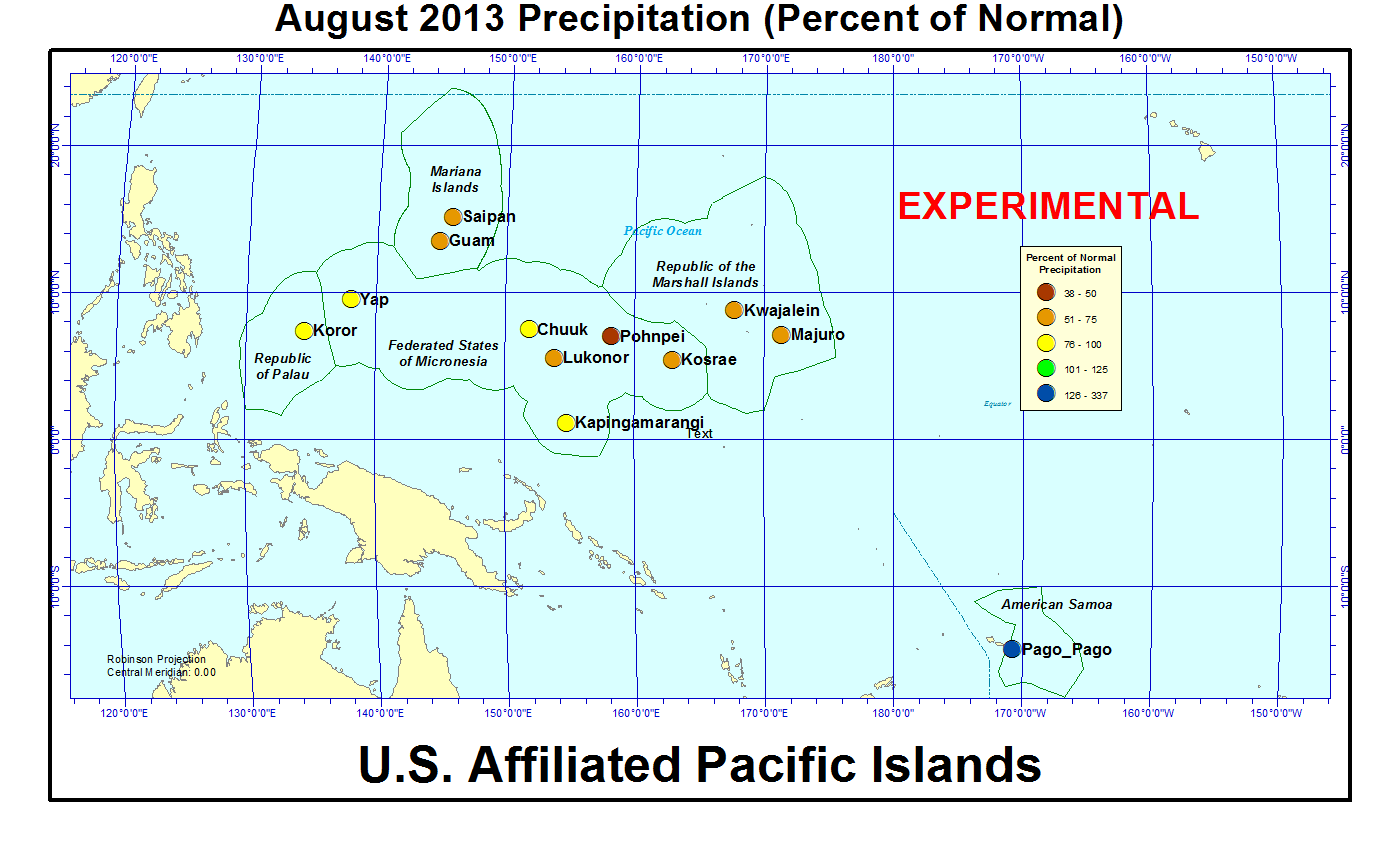 Percent of normal precipitation for current month for U.S. Affiliated Pacific Island stations