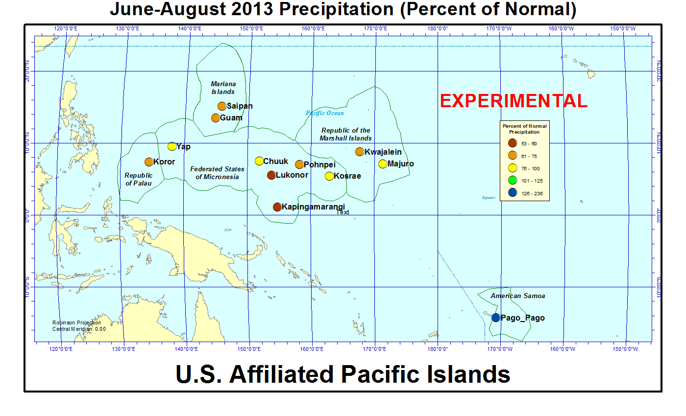 Percent of normal precipitation for last 3 months for U.S. Affiliated Pacific Island stations