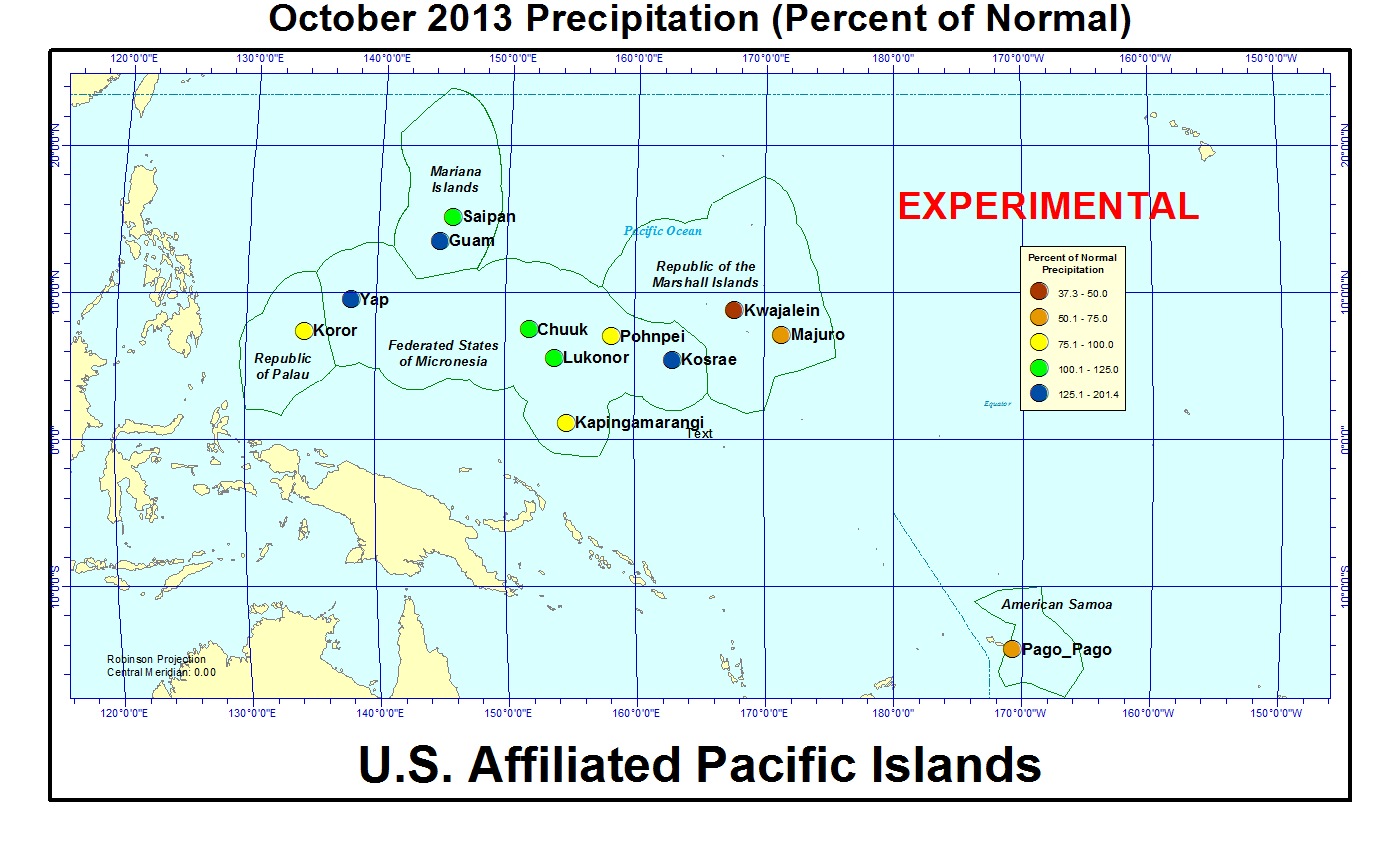 Percent of normal precipitation for current month for U.S. Affiliated Pacific Island stations