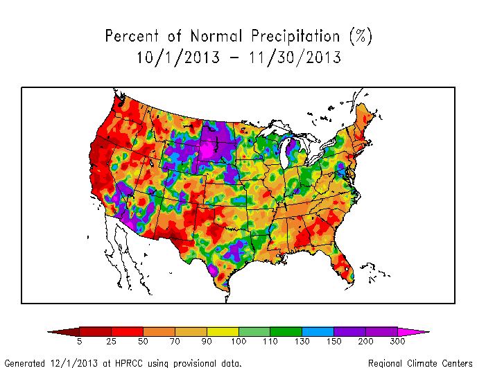 NOAA HPRCC (High Plains Regional Climate Center) Water-Year-to-Date (October 1-Present) Precipitation Percent of Normal