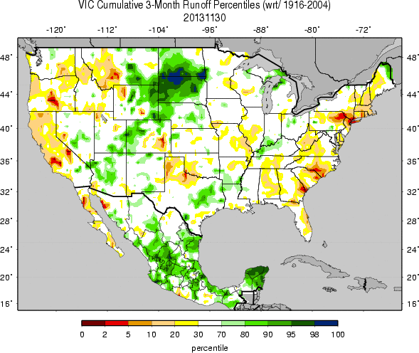 University of Washington VIC (Variable Infiltration Capacity macroscale hydrologic model) 3-Month Runoff Percentiles