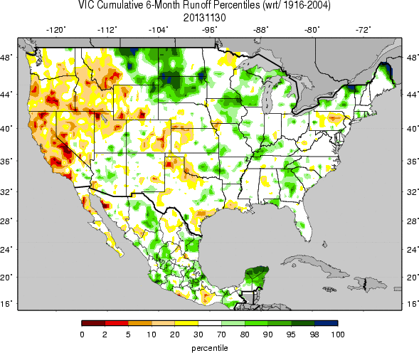 University of Washington VIC (Variable Infiltration Capacity macroscale hydrologic model) 6-Month Runoff Percentiles