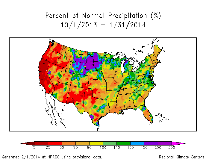 NOAA HPRCC (High Plains Regional Climate Center) Water-Year-to-Date (October 1-Present) Precipitation Percent of Normal