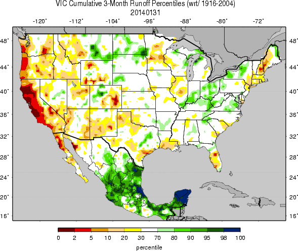 University of Washington VIC (Variable Infiltration Capacity macroscale hydrologic model) 3-Month Runoff Percentiles