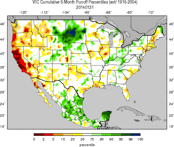 University of Washington VIC (Variable Infiltration Capacity macroscale hydrologic model) 6-Month Runoff Percentiles
