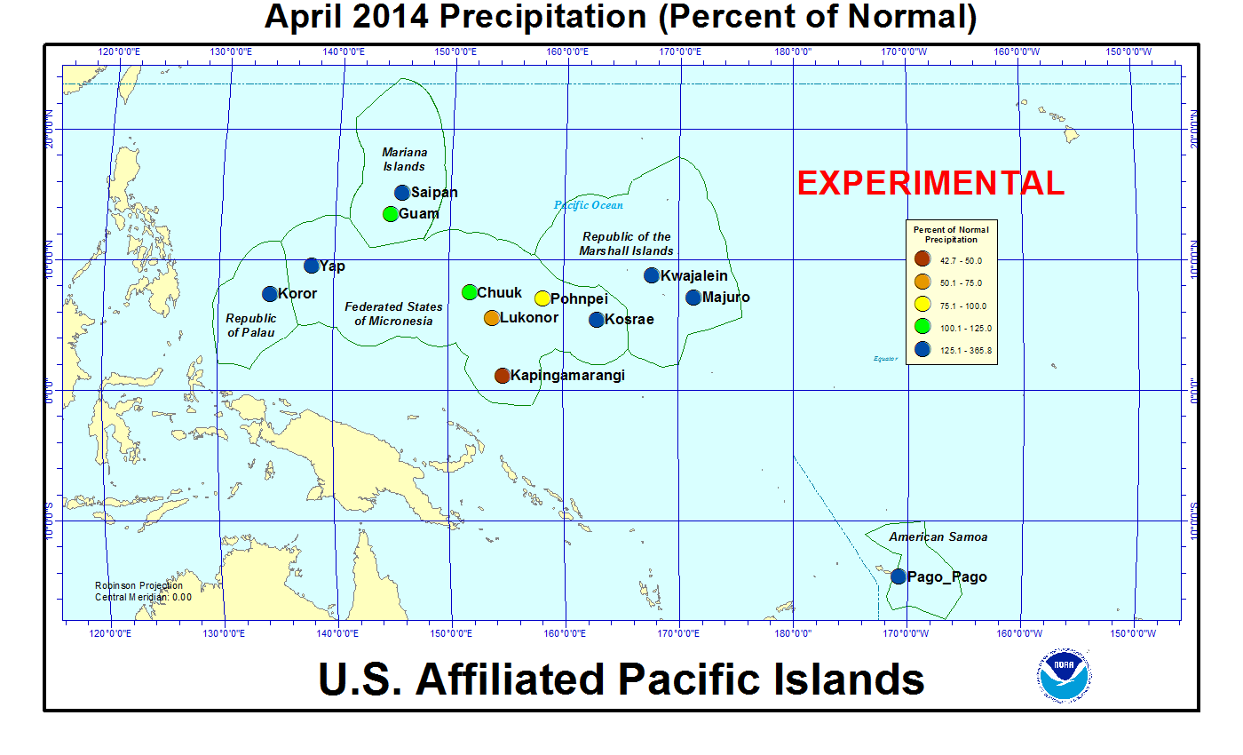 Percent of normal precipitation for current month for U.S. Affiliated Pacific Island stations