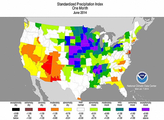 1-month Standardized Precipitation Index