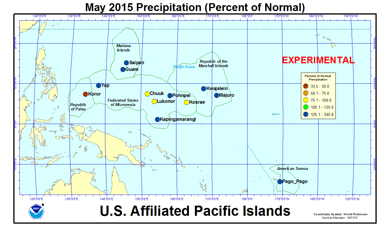 Precipitation amount for current month for U.S. Affiliated Pacific Island stations