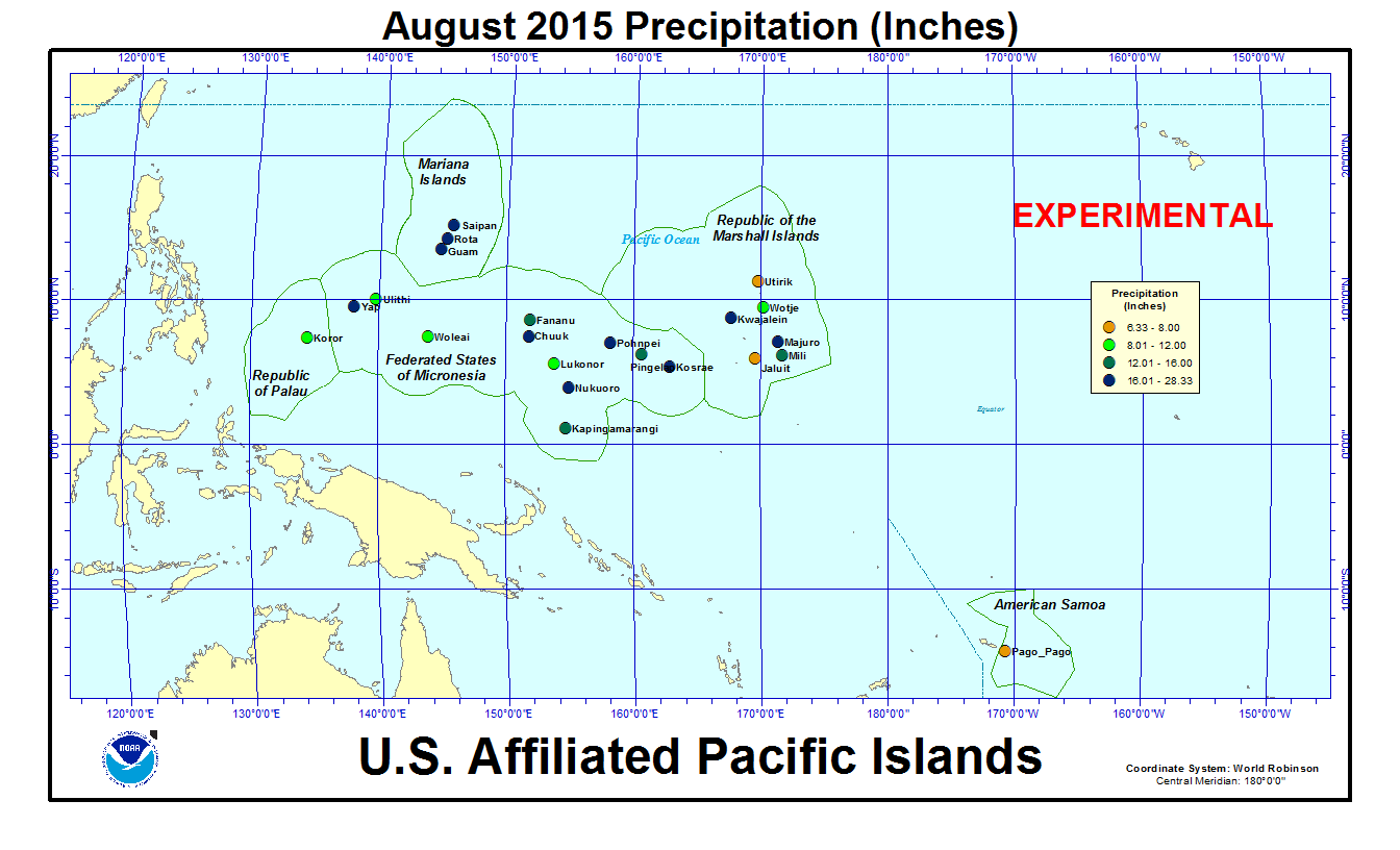 Precipitation amount for current month for U.S. Affiliated Pacific Island stations