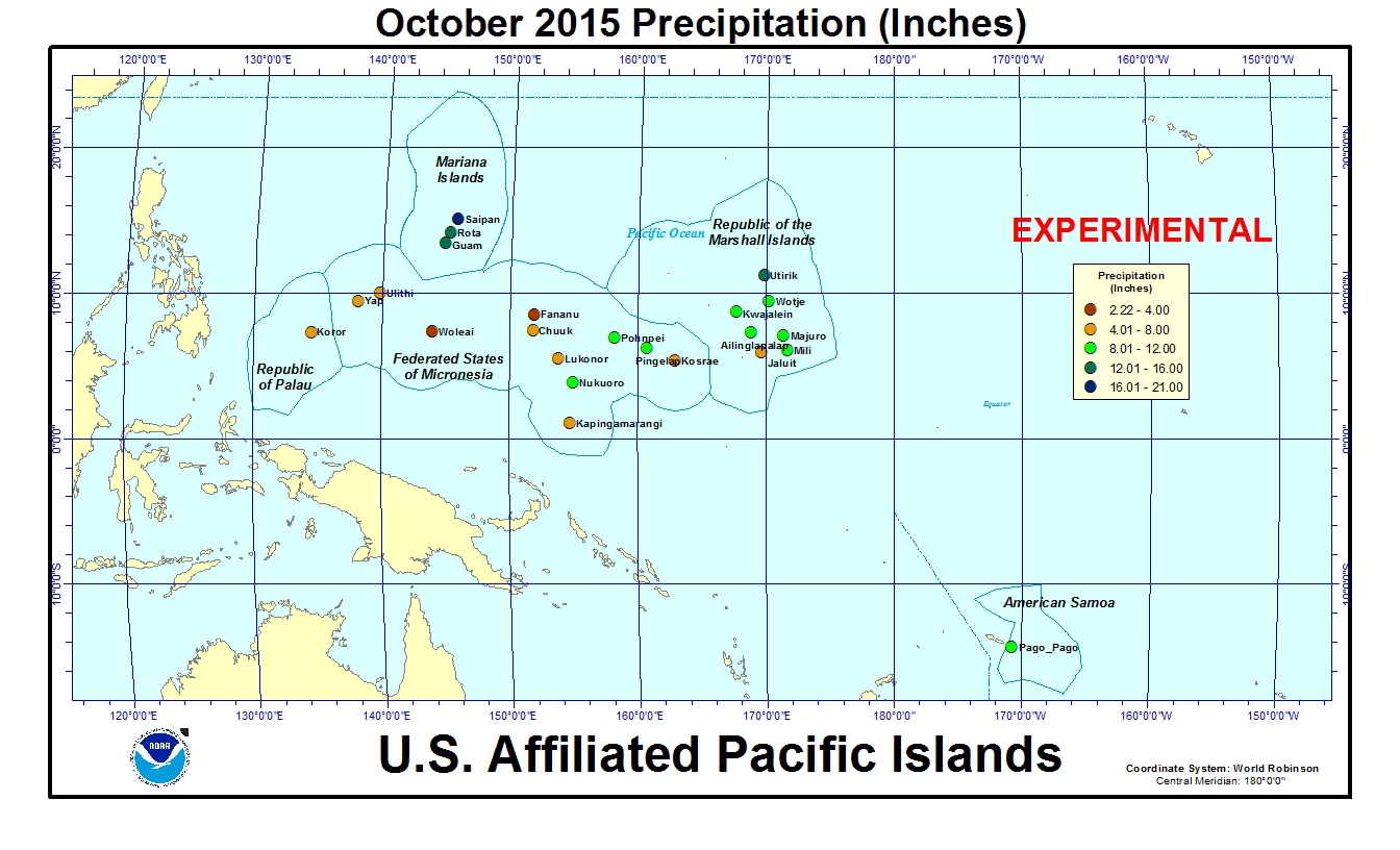 Precipitation amount for current month for U.S. Affiliated Pacific Island stations