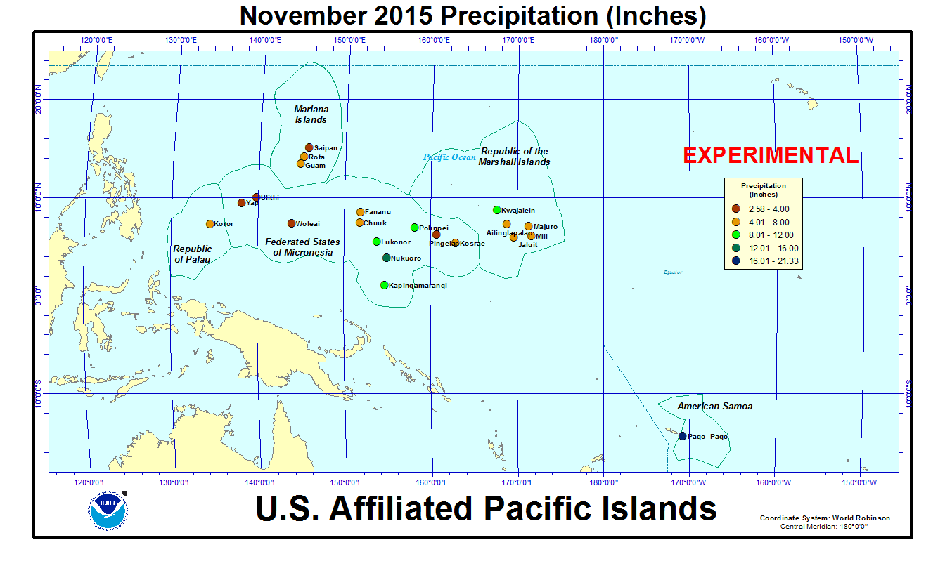 Precipitation amount for current month for U.S. Affiliated Pacific Island stations