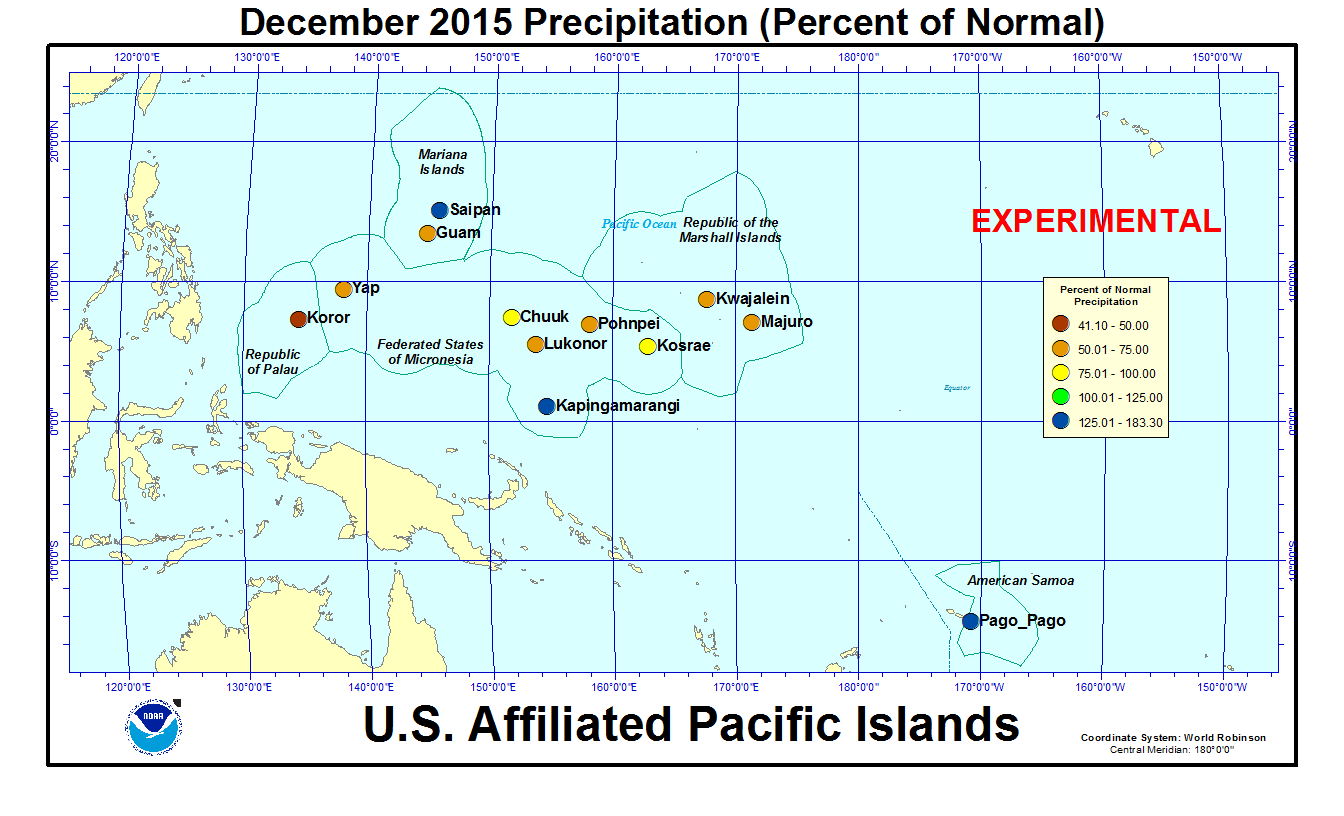 Percent of normal precipitation for current month for U.S. Affiliated Pacific Island stations