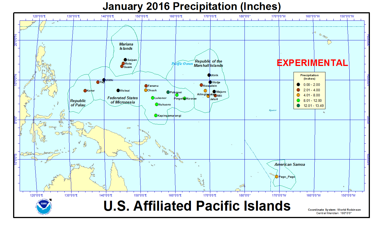 Precipitation amount for current month for U.S. Affiliated Pacific Island stations