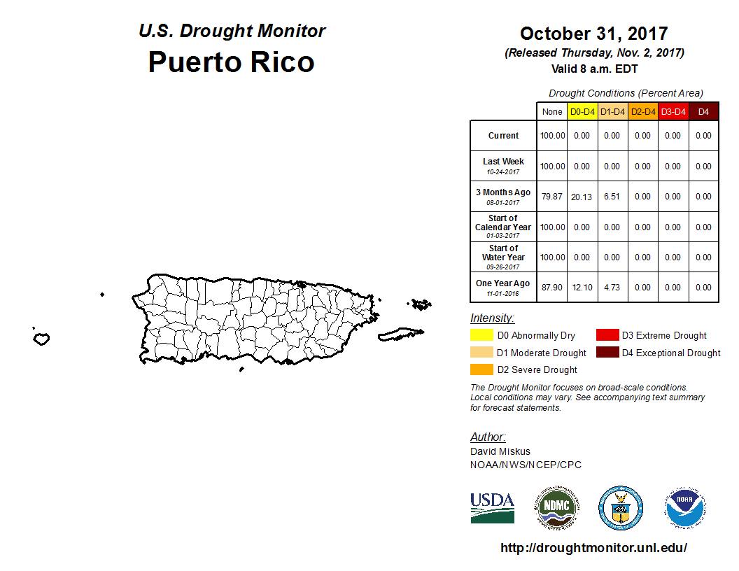 Puerto Rico USDM map, October 31, 2017