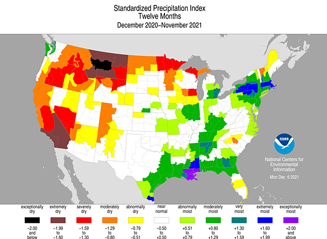 December 2020-November 2021 Standardized Precipitation Index