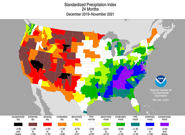 December 2019-November 2021 Standardized Precipitation Index