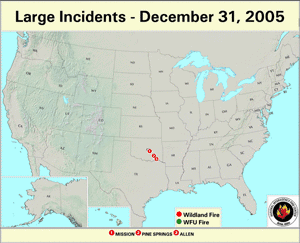 Large fires on 31 December 2005
