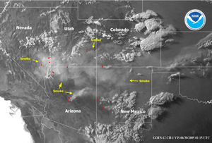 GOES-12 Imagery of the Southwest U.S. on 30 June 2005