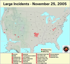 Large fires on 25 November 2005