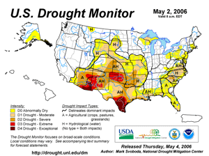 U.S. Drought Monitor (USDM) map from 2 May 2006