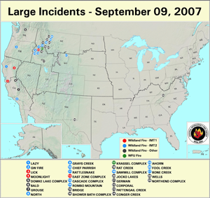 Large fires on 9 September 2007