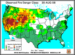 Fire Danger map from 31 August 2008