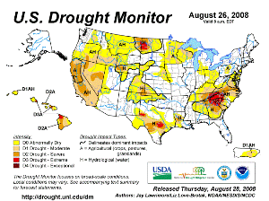 U.S. Drought Monitor map from 26 August 2008