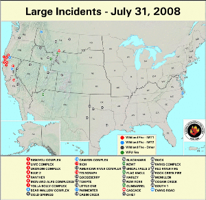 Large fires on 31 July 2008