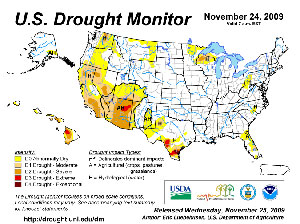 U.S. Drought Monitor map from 24 November 2009