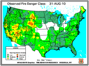 Fire Danger map from 31 August 2010