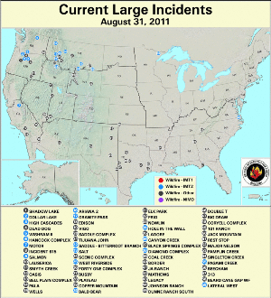 Large Wildfires August 1st
