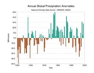 Mean Annual Global Land Surface Precipitation Anomalies