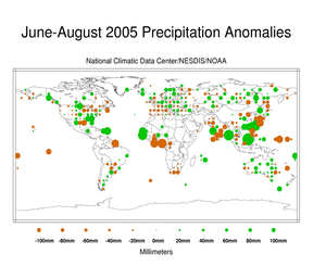 Precipitation Dot map in Millimeters for June-August