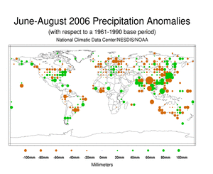 Precipitation Dot map in Millimeters for June - August