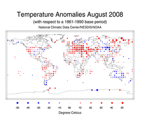 August's Land Surface Temperature Anomalies in degree Celsius
