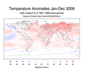 Year-to-Date Global Land and Sea Surface Temperature Dotmap